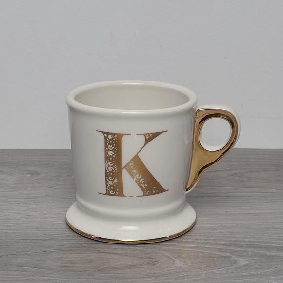 Anthropologie Monogram Initial White Mug Gold Letter K - Picture 1 of 5